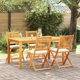 Klappbare Gartenstühle mit weißem Kissen 4 Stück