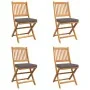 4-piece Folding Garden Chairs with Cushion in Solid Acacia Wood | Foro24.es | Tu tienda online para hogar, jardín y más Foro24.es