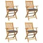 Sillas de jardín plegables con cojín gris 4pcs de madera maciza de acacia de , Sillas de jardín - Ref: Foro24-3329124, Precio...