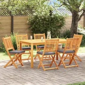 Folding garden chairs with gray cushion 6pcs made