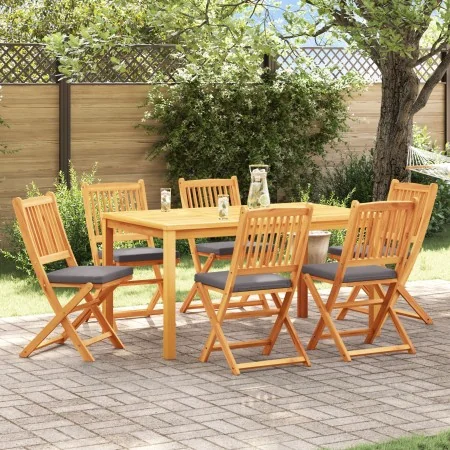 Klappbare Gartenstühle mit grauem Kissen 6 Stück aus massivem Akazienholz | Foro24.es | Tu tienda online para hogar, jardín y más Foro24.es