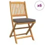 Klappbare Gartenstühle mit grauem Kissen 6 Stück aus massivem Akazienholz | Foro24.es | Tu tienda online para hogar, jardín y más Foro24.es