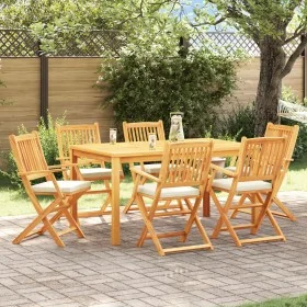 Klappbare Gartenstühle mit weißem Kissen 6 Stück