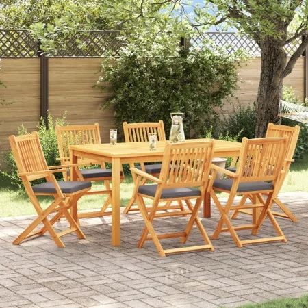 Sillas de Jardín Plegables con Cojín Gris 6pcs de Madera Sólida de Acacia de , Sillas de jardín - Ref: Foro24-3329128, Precio...