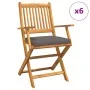 Sillas de Jardín Plegables con Cojín Gris 6pcs de Madera Sólida de Acacia de , Sillas de jardín - Ref: Foro24-3329128, Precio...