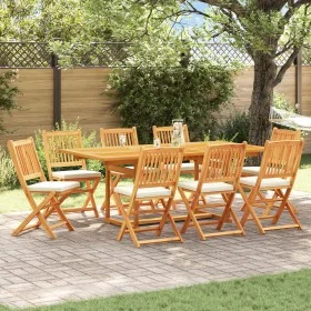 Klappbare Gartenstühle mit weißem Kissen 8 Stück
