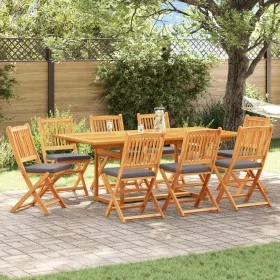 Klappbare Gartenstühle mit grauem Kissen 8 Stück