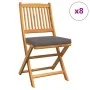 Klappbare Gartenstühle mit grauem Kissen 8 Stück aus massivem Akazienholz | Foro24.es | Tu tienda online para hogar, jardín y más Foro24.es