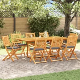 Folding garden chairs with gray cushion 8pcs made