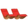 Sun Lounger Set of 2 Red Wood and Standard Folding Fabric by , Garden chairs - Ref: Foro24-3329138, Price: 287,53 €, Discount: %