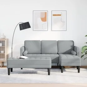 2-Piece Sofa Set with Light Grey Fabric Cushions