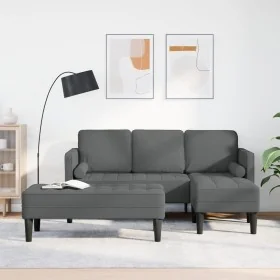 L-shaped sofa Set of 2 Dark gray Polyester