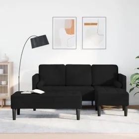 2-Piece Sofa Set with Black Fabric Cushions