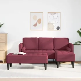 2-Piece Sofa Set with Cushions in Wine Red Fabric