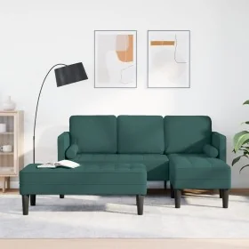 2-Piece Sofa Set with Dark Green Fabric Cushions
