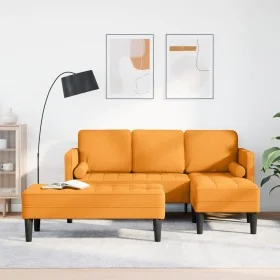 2-Piece Sofa Set with Mustard Fabric Cushions