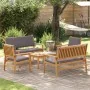Juego de Sofá de Jardín de 5 Piezas con Cojines de Madera Maciza de Acacia | Foro24.es | Tu tienda online para hogar, jardín y más Foro24.es