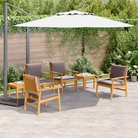 Set de Comedor de Jardín de 6 Piezas con Cojines de Madera Sólida de Acacia | Foro24.es | Tu tienda online para hogar, jardín y más Foro24.es