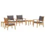 Set de Comedor de Jardín de 6 Piezas con Cojines de Madera Sólida de Acacia | Foro24.es | Tu tienda online para hogar, jardín y más Foro24.es