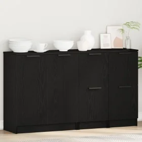 Buffets 3 pcs Black Oak Wood by , Sideboards - Ref: Foro24-3332500, Price: 125,54 €, Discount: %