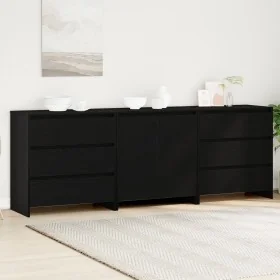 Sets of 3 Black Oak Wood Boards by , Sideboards - Ref: Foro24-3332501, Price: 230,51 €, Discount: %
