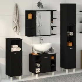 Juego de Muebles de Baño 4 Piezas Roble Negro Madera Elaborada de , Muebles de baño - Ref: Foro24-3333047, Precio: 256,82 €, ...
