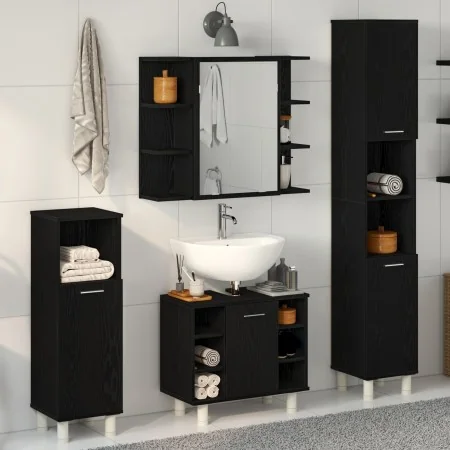 Juego de Muebles de Baño 4 Piezas Roble Negro Madera Elaborada de , Muebles de baño - Ref: Foro24-3333047, Precio: 256,82 €, ...