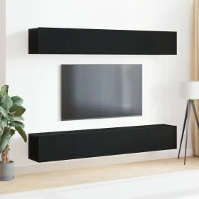 4-teiliges TV-Möbelset, wandhängend, aus schwarzem Eichenholz von , TV-Möbel - Ref: Foro24-3333050, Preis: 213,52 €, Rabatt: %