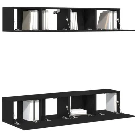 Set mit 4 Stück wandmontiertem TV-Schrank aus schwarzem Eichenholz von , TV-Möbel - Ref: Foro24-3333051, Preis: 170,38 €, Rab...