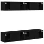 Set of 4 pieces of wall mounted TV cabinet in black oak wood by , TV Furniture - Ref: Foro24-3333051, Price: 169,25 €, Discou...