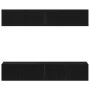 Set mit 4 Stück wandmontiertem TV-Schrank aus schwarzem Eichenholz von , TV-Möbel - Ref: Foro24-3333051, Preis: 169,25 €, Rab...