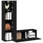 3-teiliges wandmontiertes TV-Schrank-Set aus schwarzem Eichenholz von , TV-Möbel - Ref: Foro24-3333052, Preis: 131,02 €, Raba...