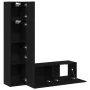 3-teiliges wandmontiertes TV-Schrank-Set aus schwarzem Eichenholz von , TV-Möbel - Ref: Foro24-3333052, Preis: 131,02 €, Raba...