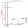 3-teiliges wandmontiertes TV-Schrank-Set aus schwarzem Eichenholz von , TV-Möbel - Ref: Foro24-3333052, Preis: 131,02 €, Raba...