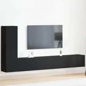 Conjunto de gabinete de TV de 3 piezas montado en la pared de de madera de roble negra de , Muebles TV - Ref: Foro24-3333054,...
