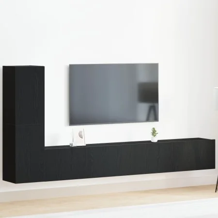 3-teiliges TV-Wandschrank-Set aus schwarzem Eichenholz von , TV-Möbel - Ref: Foro24-3333054, Preis: 160,68 €, Rabatt: %