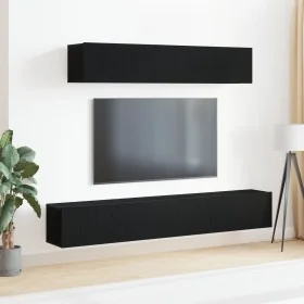 Conjunto de 4 piezas de mueble de TV , madera elaborada negra de , Muebles TV - Ref: Foro24-3333057, Precio: 193,42 €, Descue...
