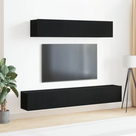 Set of 4 pieces of TV furniture, black elaborated wood by , TV Furniture - Ref: Foro24-3333057, Price: 193,42 €, Discount: %