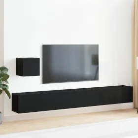 4-Piece TV Furniture Set in Black Oak made of Engineered Wood by , TV Furniture - Ref: Foro24-3333061, Price: 152,18 €, Disco...