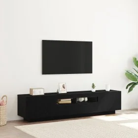 TV-Möbel mit LED-Leuchten aus schwarzer Eiche von 180x35x40 cm, aus Holz von , TV-Möbel - Ref: Foro24-3333062, Preis: 132,33 ...