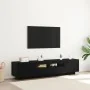 TV furniture with LED lights in black oak of 180x35x40 cm, made of wood by , TV Furniture - Ref: Foro24-3333062, Price: 132,0...