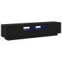 TV furniture with LED lights in black oak of 180x35x40 cm, made of wood by , TV Furniture - Ref: Foro24-3333062, Price: 132,0...