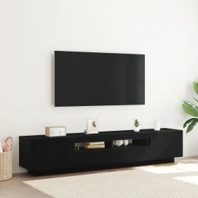 TV-Ständer mit LED-Leuchten in Eiche schwarz, 200x35x40 cm, Qualitätsholz von , TV-Möbel - Ref: Foro24-3333063, Preis: 142,27...