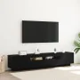 TV-Ständer mit LED-Leuchten in Eiche schwarz, 200x35x40 cm, Qualitätsholz von , TV-Möbel - Ref: Foro24-3333063, Preis: 142,44...
