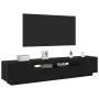 TV-Ständer mit LED-Leuchten in Eiche schwarz, 200x35x40 cm, Qualitätsholz von , TV-Möbel - Ref: Foro24-3333063, Preis: 142,44...