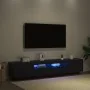 TV-Ständer mit LED-Leuchten in Eiche schwarz, 200x35x40 cm, Qualitätsholz von , TV-Möbel - Ref: Foro24-3333063, Preis: 142,44...