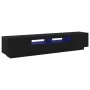 TV-Ständer mit LED-Leuchten in Eiche schwarz, 200x35x40 cm, Qualitätsholz von , TV-Möbel - Ref: Foro24-3333063, Preis: 142,44...