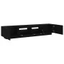 TV-Ständer mit LED-Leuchten in Eiche schwarz, 200x35x40 cm, Qualitätsholz von , TV-Möbel - Ref: Foro24-3333063, Preis: 142,44...