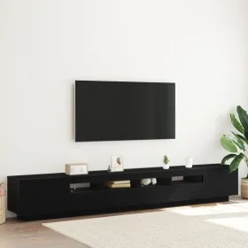 TV furniture with LED lights Black Oak 260x35x40 cm wood by , TV Furniture - Ref: Foro24-3333064, Price: 198,04 €, Discount: %