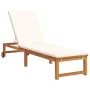 Tumbonas 2 pcs con cojines de madera de acacia, Tumbona con cojines crema de madera de acacia de , Tumbonas - Ref: Foro24-333...